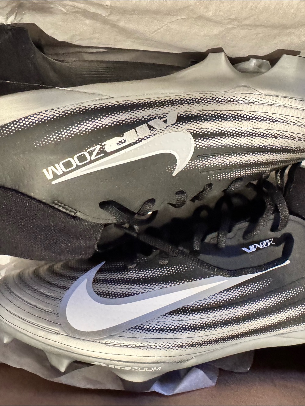 Nike Men’s Black and Silver Zoom Soccer Cleats - Lightweight Performance